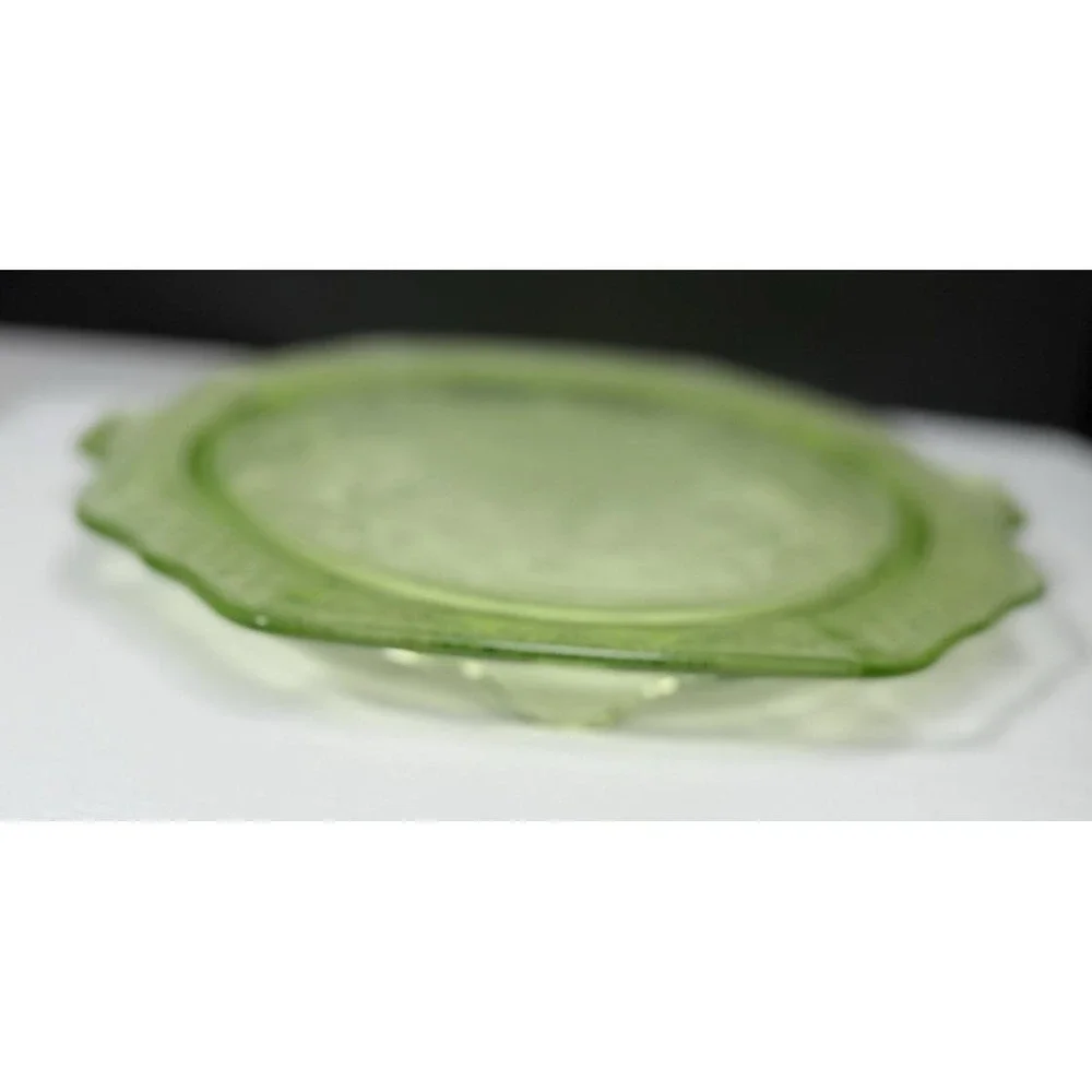 VTG‎ Uranium Anchor Hocking Glass Cake Plate Stand Princess Green Depression